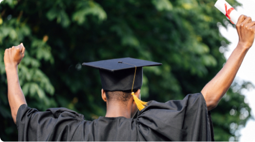 a person wearing a graduation cap and gown