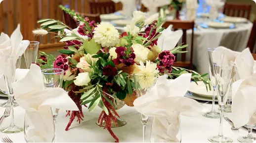 a bouquet of flowers on a table