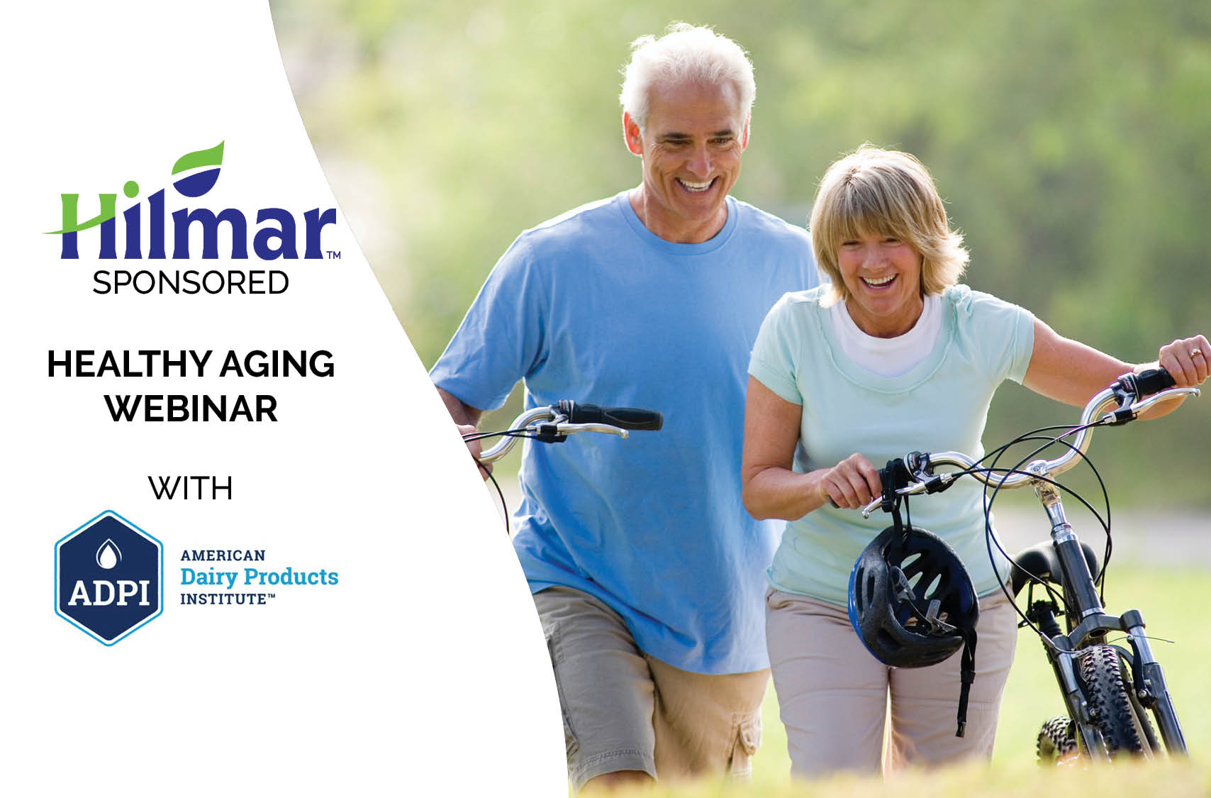 older couple walking bikes outdoors "Hilmar Sponsored Healthy Aging Webinar With ADPI"